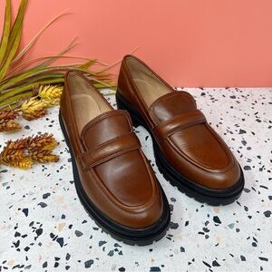 Madewell The Bradley Stable Congnac Chunky Lug Sole Women’ Leather Loafers Sz 9